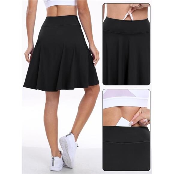 Women Knee Length Skort High Waisted Tennis Golf Skirt Casual Summer Travel - Picture 4 of 7